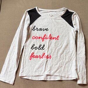 Justice Gray and Black Long Sleeve Tee with Red Accents